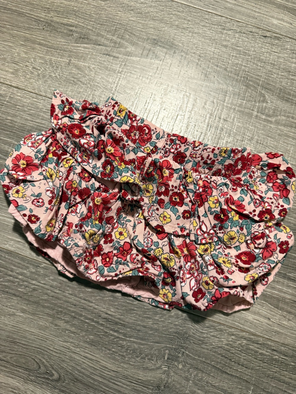 Garanimals Pink Floral Ruffle Diaper Cover with Red & Yellow Flowers